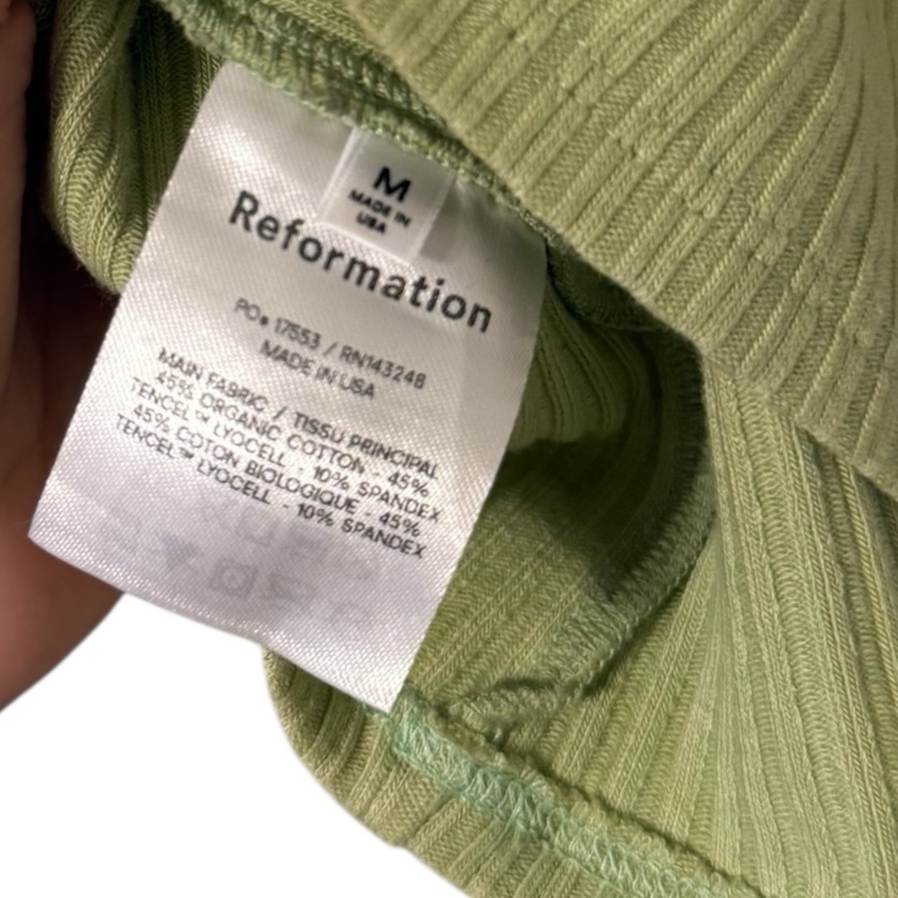 REFORMATION Julianna Ribbed Knit Green High Rise Mini Skirt - Picture 6 of 6